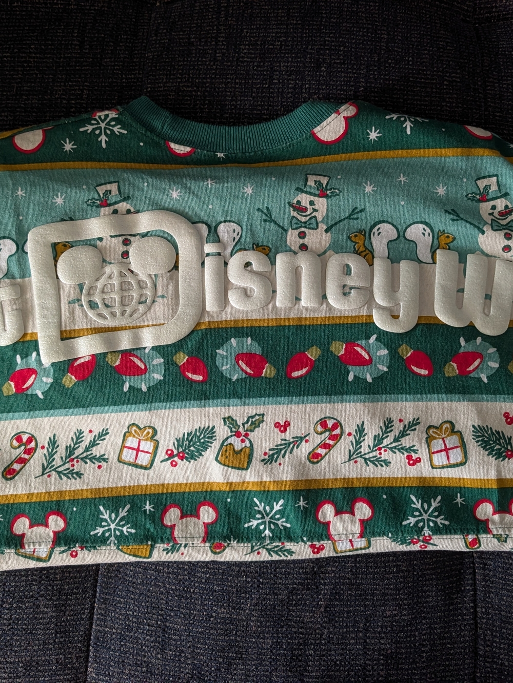 Disney Teal Green Holiday Kids Sweatshirt with Festive Print